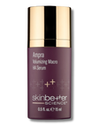 Skincare serum bottle with gold cap on a white background