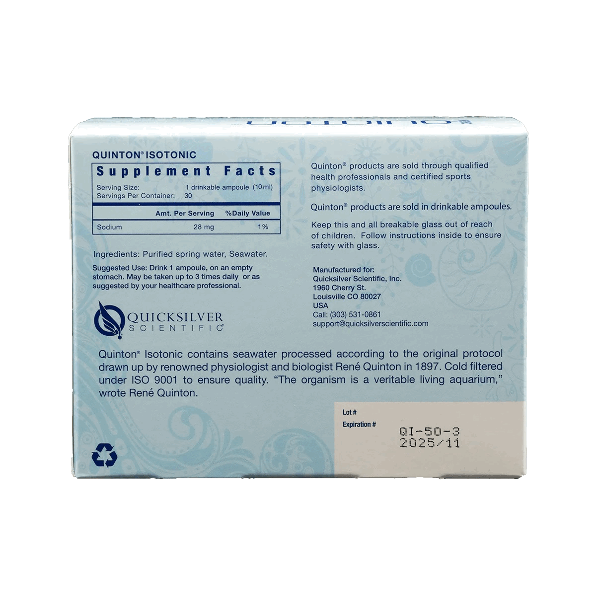 Quinton Isotonic® 30 ampules of Marine Plasma